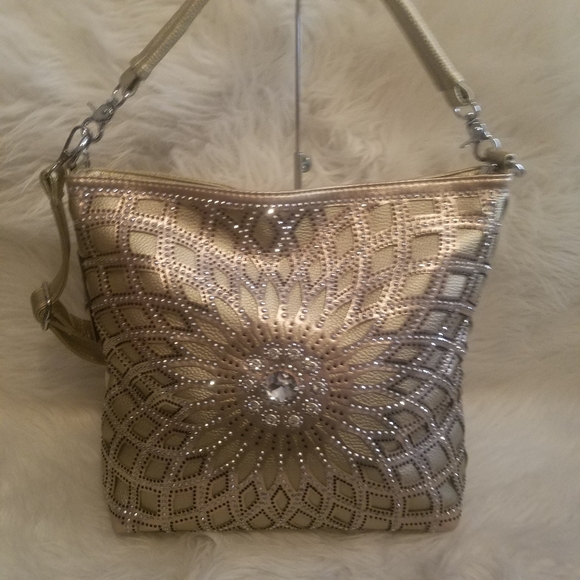 GOLD SUNBURST RHINESTONE HOBO - Picture 2 of 7